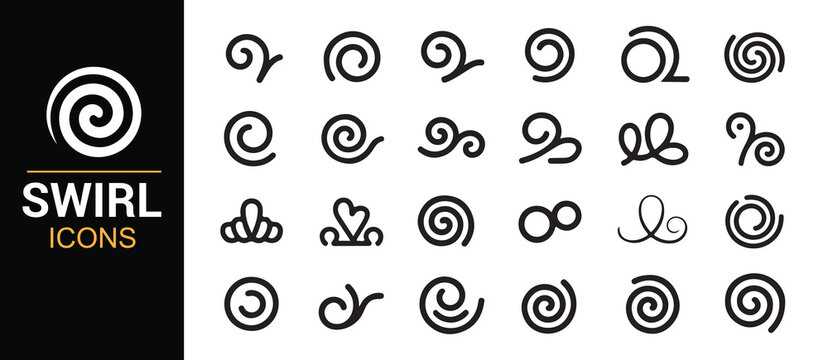 Spiral Vortex And Curl Symbol Collection Monochrome Icons