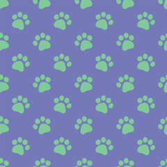 Naklejka premium Seamless pattern with cute cat's paw Cat, dog, animal, pet, puppy, bear, wolf, tiger paw For decorative print, wrapping paper, kids print, fabric, package, background