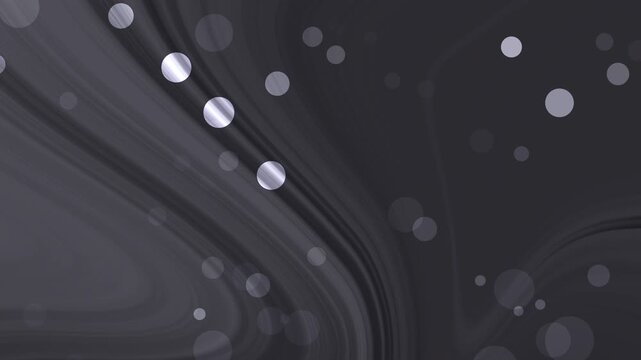 Abstract black and gray gradient background with white dots and bubbles