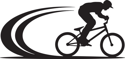 Naklejka premium Cyclist silhouette racing with motion trails with bike rider and extreme on white background