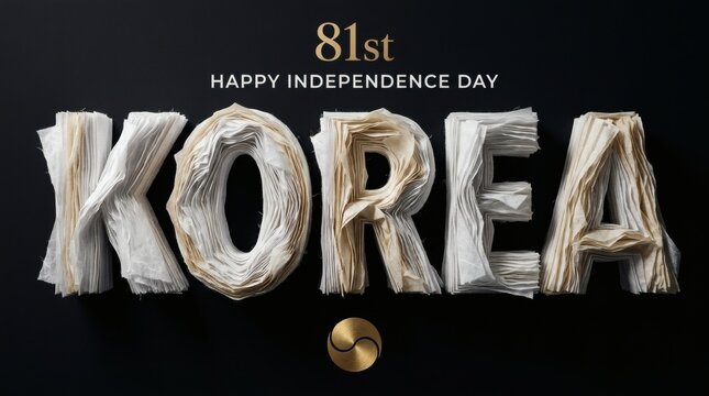 Textured Korea Lettering Displayed on Dark Background for 81st Independence Day