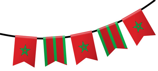 Obraz premium Morocco Flag Bunting Garland Illustration National Day Celebration Decoration Clip Art