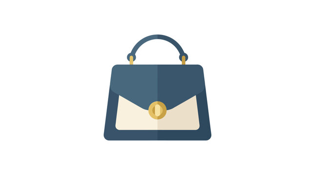 Stylish Blue and Beige Handbag Icon with Gold Clasp - Fashion Accessory