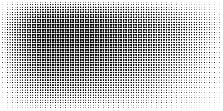 Dot grid pattern vector illustration. Simple black white point background with small and large polka dots. Abstract futuristic dotted mesh with gradient effect. Geometric minimal digital design.