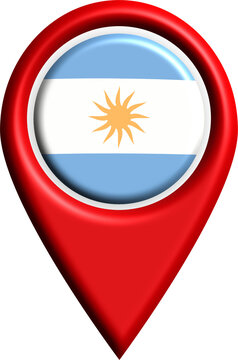 Iconic representation of argentina with flag colors  map pin for travel, navigation apps, tourism industry, and patriotic graphic designs.