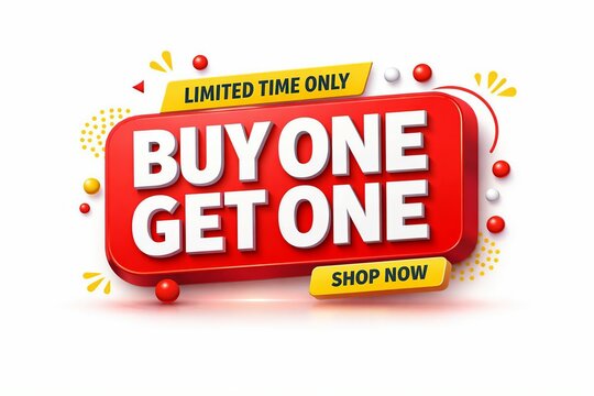 Limited time buy one get one promotional banner with shop now button