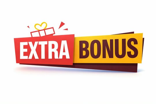 Bright extra bonus gift box celebration banner with colorful confetti