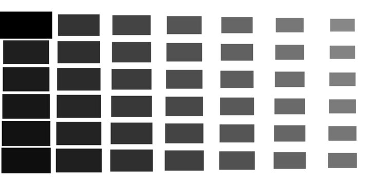 Black rectangle halftone pattern on white, Geometric bar size gradient, Centered black block repeat