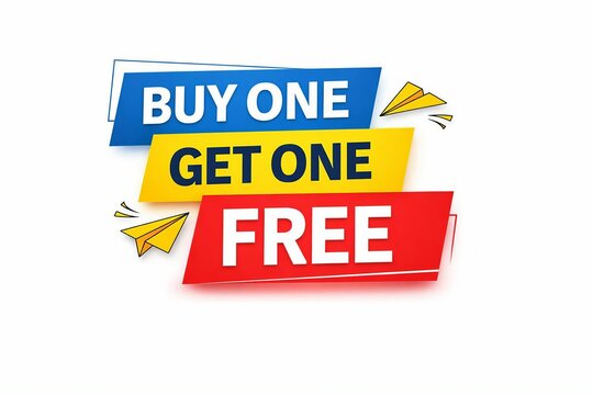 Buy one get one free colorful promotional banner with paper planes