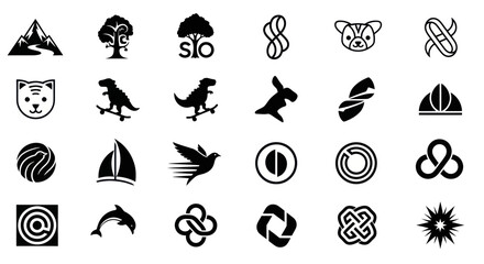 Obraz premium Collection of Black and White Vector Icons and Logos for Design