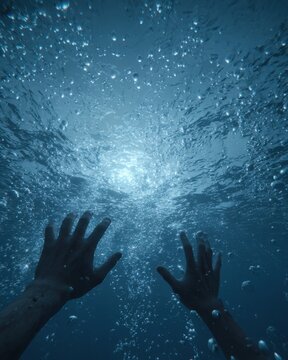 Person Reaching Up From Underwater