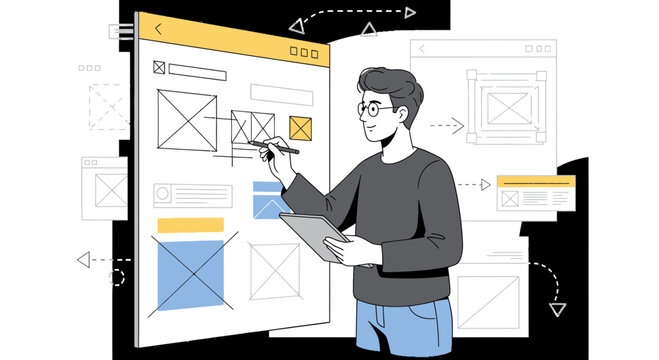 Web Designer Creating Wireframes for User Interface Development