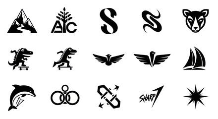 Fototapeta premium Collection of Black and White Vector Icons and Symbols