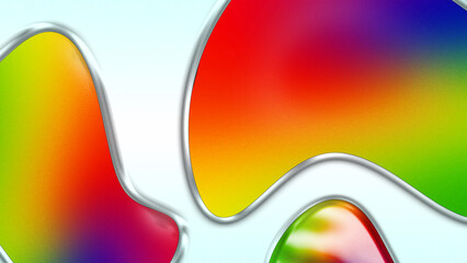 Abstract Rainbow Swirls: A vibrant abstract composition featuring flowing swirls of rainbow colors with a metallic silver border, evoking a sense of creativity and energy. © meze