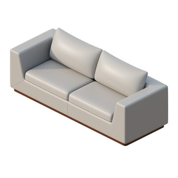 Three Seater Sofa Isometric View
