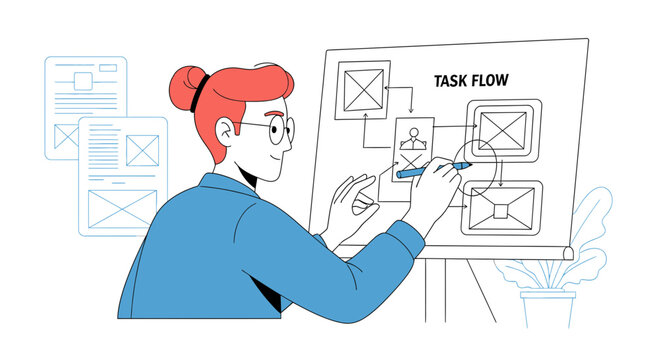 UX Designer Planning Task Flow for App Development