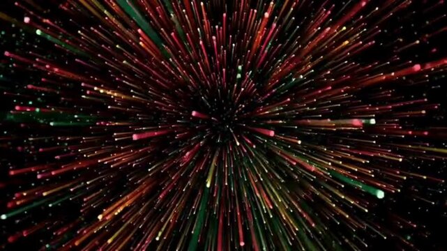 Glowing Colorful Bubble Light Balls Moving Toward Camera From Center In Dark Abstract Space AI Generated Video Footage Seamless Motion Background Loop