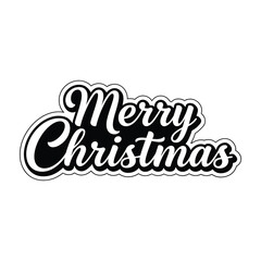 Merry Christmas Calligraphic Typography Text Isolated on a Plain White Background Design Element © pixlora.studio