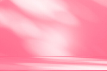 Fototapeta premium Wall interior background, studio and backdrops show products.with shadow from window color pink background for text insertion and presentation interior decoration 