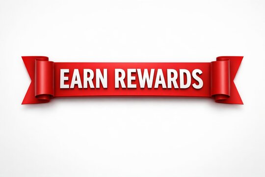 Red banner with earn rewards text for loyalty program promotion
