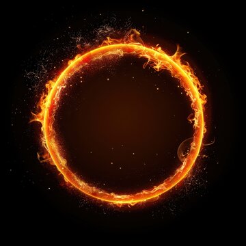 Fiery orange circle on a black background, creating a dynamic and vibrant visual effect.