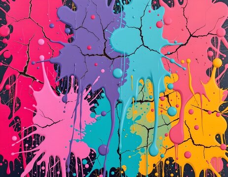 Colorful Pastel Paint Splashes Rustic Dark Canvas