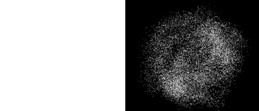 Abstract white powder explosion on black background, flour dust splash texture, grainy salt particles burst for food and product design