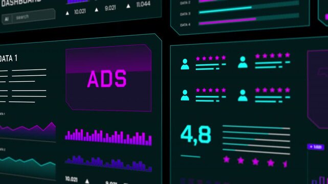 Modern dashboard showing social media advertising reach and user interaction metrics.