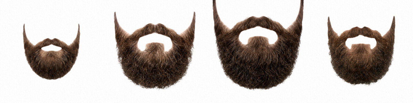 set of brown beard styles isolated on white background PNG photo ///