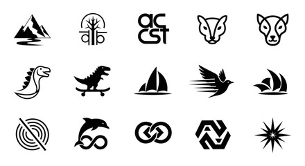 Fototapeta premium Collection of Diverse Vector Icons and Symbols for Branding and Design