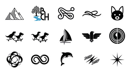 Fototapeta premium Collection of Diverse Vector Icons and Symbols for Branding and Design