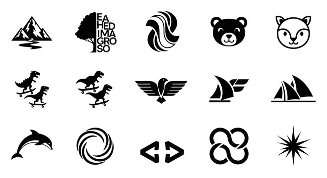 Collection of diverse vector icons: animals, nature, business, technology and more