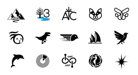 Fototapeta premium Collection of diverse vector logos and icons for branding and design