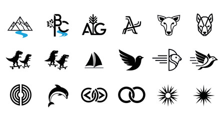 Obraz premium Collection of Diverse Vector Logos and Icons