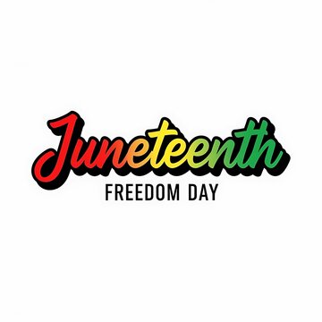 Juneteenth freedom day with colorful text on white background