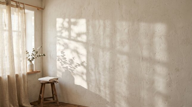 Vintage room interior with wooden chair and table near window in cozy old house design