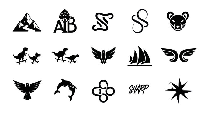 Collection of Vector Icons and Symbols - Animals, Nature, Abstract, and Objects
