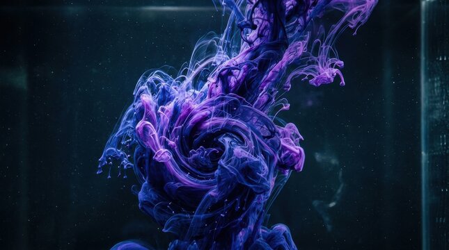 Abstract Swirl of Deep Indigo and Violet Ink in Liquid Motion