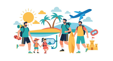Fototapeta premium Family Beach Vacation Adventure with Sunny Tropical Activities
