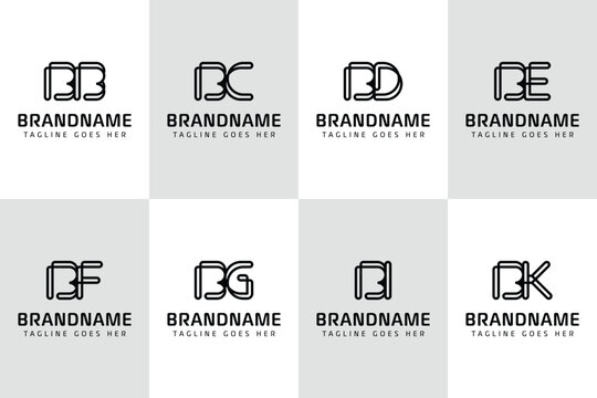 Letters BB BC BD BE BF BG BI BK Monogram Logo, for BB CB DB EB FB GB IB KB initials