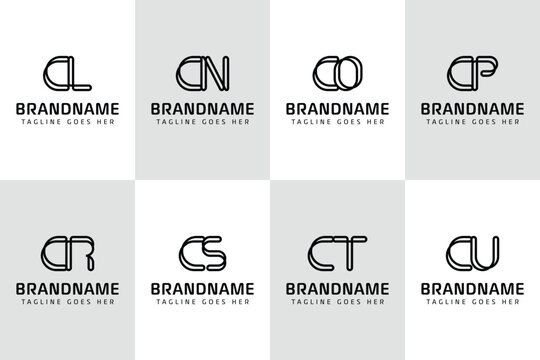 Letters CL CN CO CP CR CS CT CU Monogram Logo, for LC NC OC PC RC SC TC UC initials