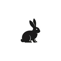 Obraz premium Black silhouette of a rabbit sitting.