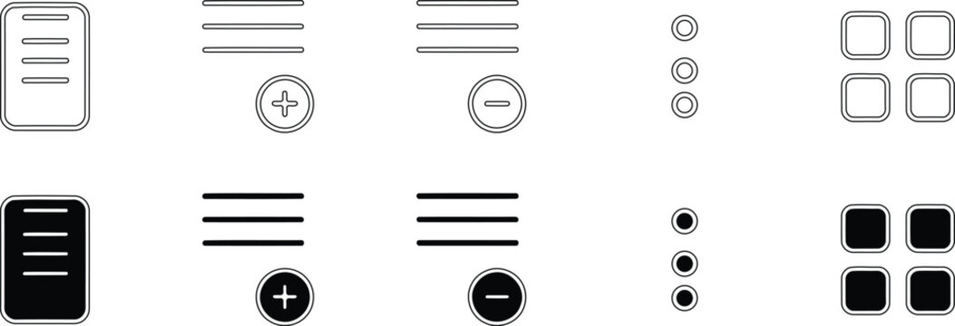 Wireframe ui icons for mobile and web design