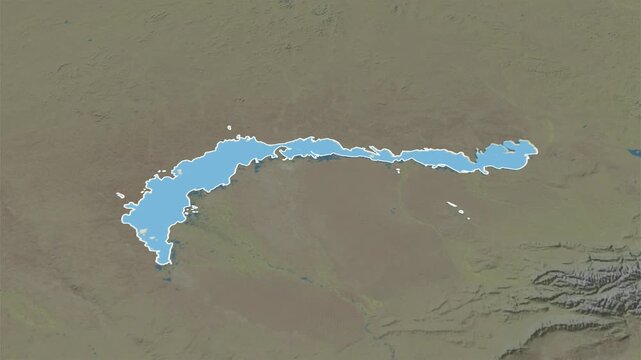 Animated 3D Map of Balkhash Lake in Kazakhstan Country Footage 00:15