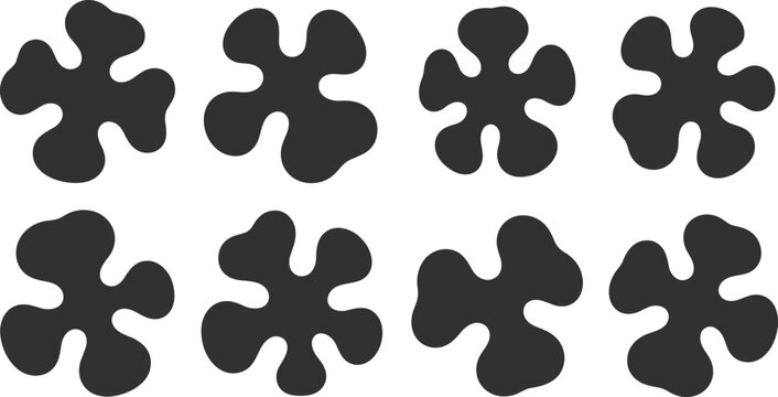 Abstract black flower blob shapes set with organic fluid vector elements for modern creative graphic design