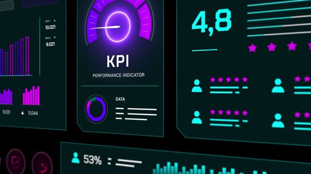 Professional data interface featuring multiple KPI panels and financial analytics for corporate reporting.
