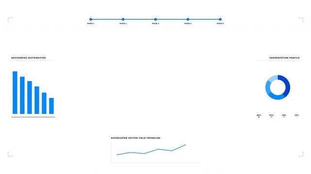 Dynamic motion video showcasing animated bar graphs and circular progress indicators with smooth transitions and visual effects for data visualization and digital interfaces.