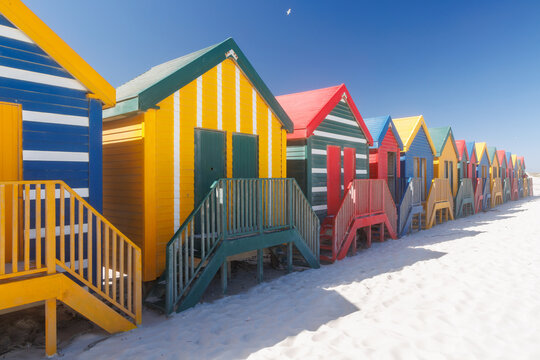 Colorful beach huts at Muizenberg Beach
