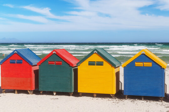Colorful beach huts at Muizenberg Beach