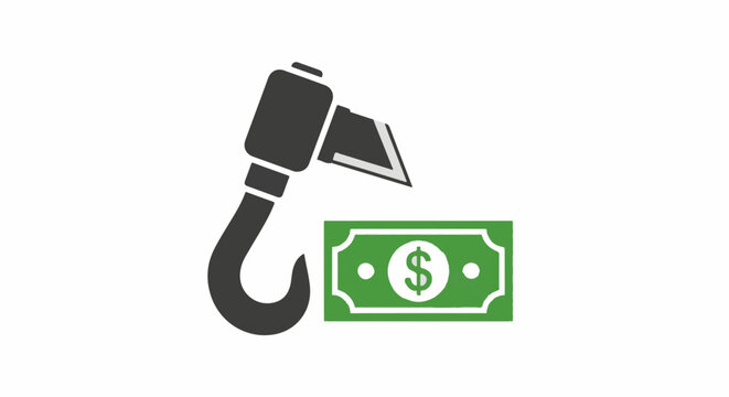Money Saving Concept with Car Tow Hook and Dollar Bill.